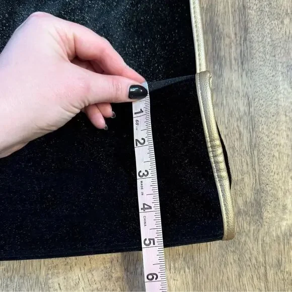 Jimmy Choo Parfums Tote Bag Black Velvet Gold Metallic Sparkle Drop Handle - Picture 7 of 10